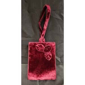 Vintage RAFE NEW YORK red floral embroidery velvet handbag Used